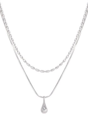 双层豆子金属项链女设计感小众复古个性简约百搭气质颈链锁骨链