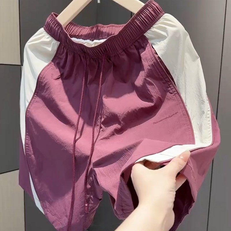 男款夏款短裤撞色拼接设计感潮流时尚五分裤男韩版宽松潮牌沙滩裤,淘宝优惠券,粉丝福利购,淘宝优惠卷