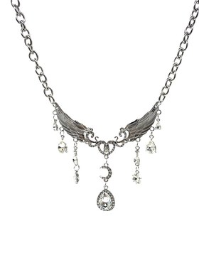 甜酷辣妹翅膀流苏水滴吊坠项链女新款小众设计百搭高级感锁骨链