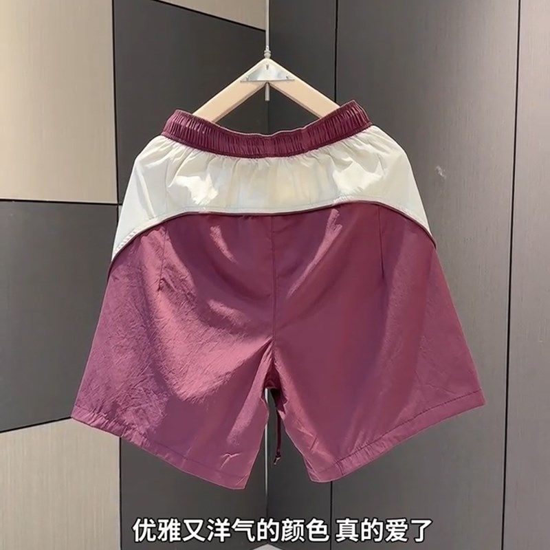 男款夏款短裤撞色拼接设计感潮流时尚五分裤男韩版宽松潮牌沙滩裤,淘宝优惠券,粉丝福利购,淘宝优惠卷