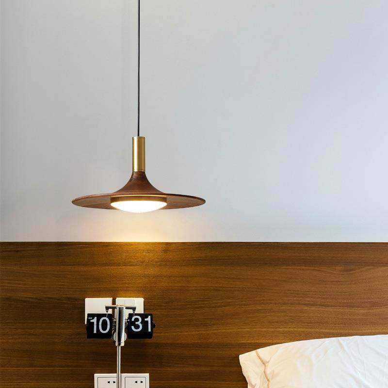 黑胡桃木吊灯设计师款简约现代三头餐厅灯轻奢床头创意艺术飞碟灯,淘宝优惠券,粉丝福利购,淘宝优惠卷