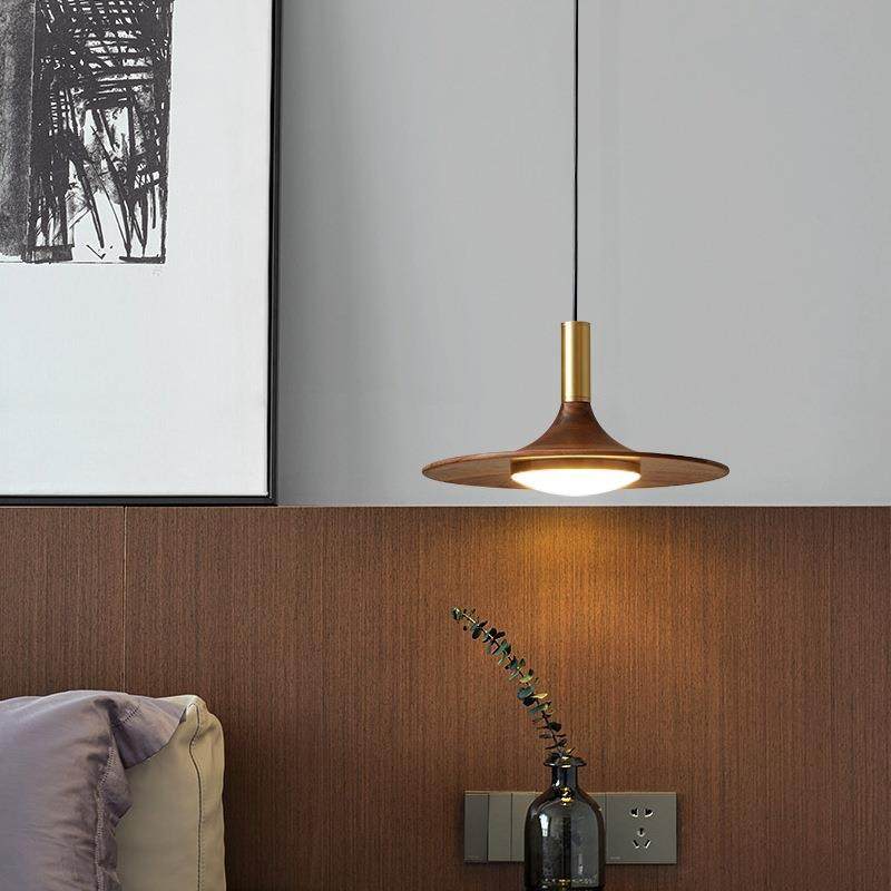 黑胡桃木吊灯设计师款简约现代三头餐厅灯轻奢床头创意艺术飞碟灯,淘宝优惠券,粉丝福利购,淘宝优惠卷