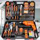 Multifunctional woodworking repair tools hand tool set special electrician set hardware tool box household electric drill