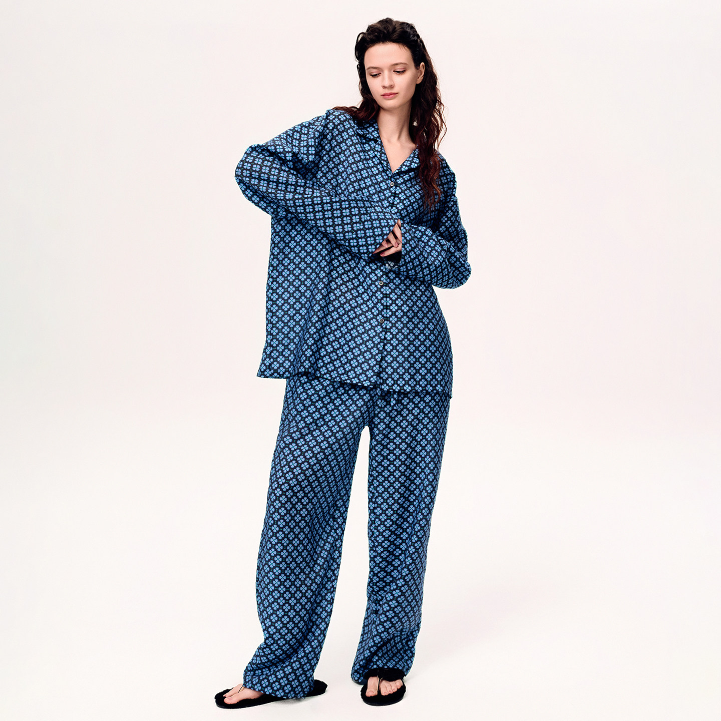 埃森费姆瑞景连枝绸缪纹天丝莱赛尔情侣睡衣男女同款老钱风家居服,淘宝优惠券,粉丝福利购,淘宝优惠卷