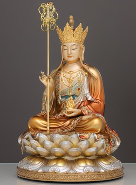 极速京铜纯铜珐琅彩地藏王菩萨家用供奉娑婆三圣R释迦牟尼佛像观