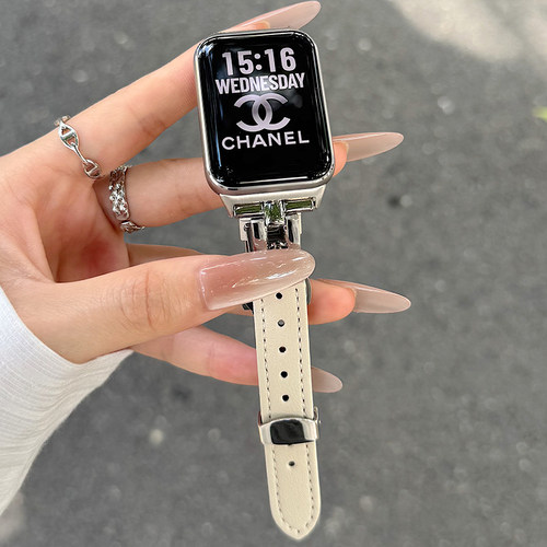 适用于红米redmi watch5/4代表带新款走珠滑梯拼皮蝴蝶扣小米手环9/8pro时尚轻奢感小香风款替换腕带男女生款 - 图1