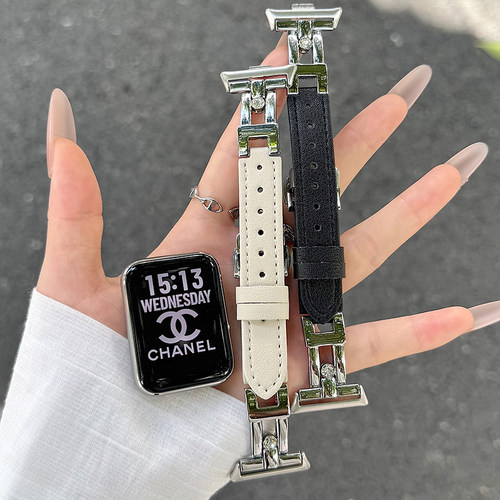 适用于红米redmi watch5/4代表带新款走珠滑梯拼皮蝴蝶扣小米手环9/8pro时尚轻奢感小香风款替换腕带男女生款 - 图3