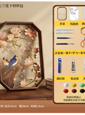 非遗掐丝珐琅画手工diy材料茶盘