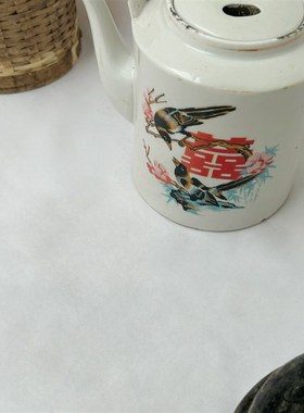 民俗老物件提梁壶茶碗竹编暖壶B怀旧收藏影视道具火锅店装饰摆件