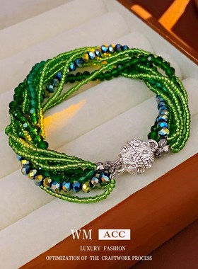 韩国镶钻缠绕水晶多层手链轻奢精致手环气质高级感手饰工厂家