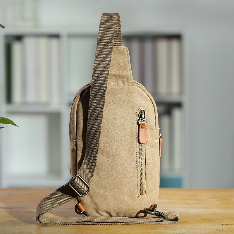胸包男帆布复古文艺小背包配真皮男士单肩斜挎包运动休闲胸前包,淘宝优惠券,粉丝福利购,淘宝优惠卷