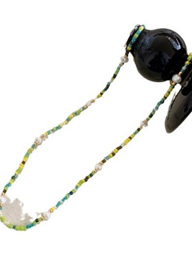 韩国时尚米珠项链几何不规则吊坠潮网红百搭个性锁骨链颈链颈饰女