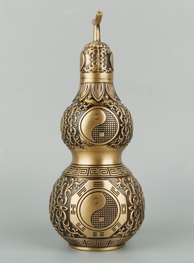 铜葫芦摆件开口八卦镇宅葫芦卧室客厅纳福招財装饰品好运挂件礼品