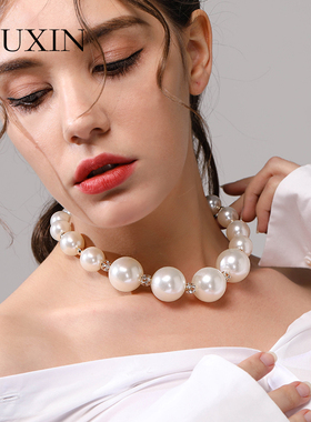苏心饰品人造珍珠人工水钻短款颈链气质锁骨链新娘配饰个性项链女