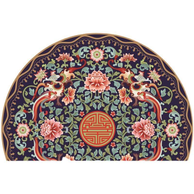 中式半圆形地毯进门入户门垫卧室地毯吊篮定制中国风禅意复古地垫,淘宝优惠券,粉丝福利购,淘宝优惠卷