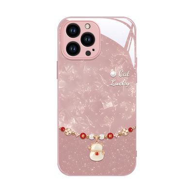 适用苹果16promax手机壳新款iphone15pro玻璃14防摔13可爱女12网红xsmax招财猫8plus专用7p高级感6s全包se2潮