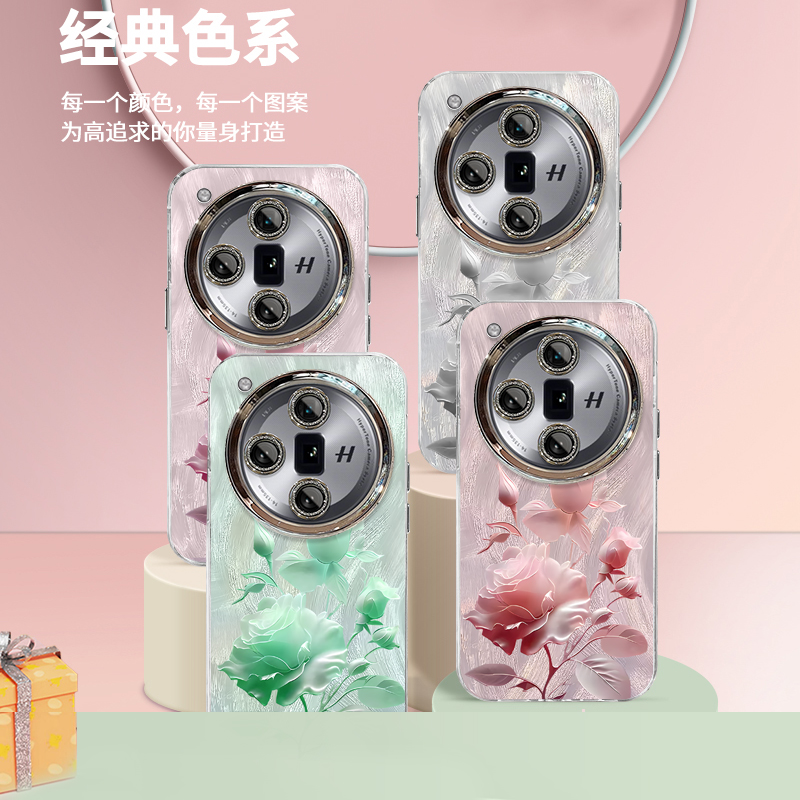 适用oppofindx7pro手机壳新款findx6硅胶防摔ultra可爱女网红findx5por玫瑰花findx3手链高级findx7镜头全包