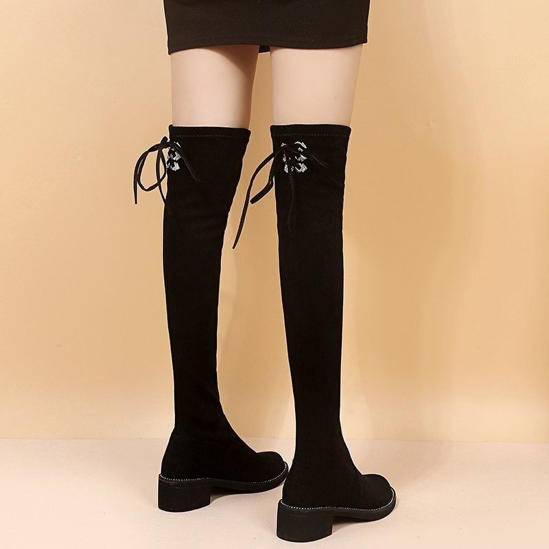 长简靴女显瘦过膝靴子2025秋冬新款百搭高跟瘦瘦靴粗跟弹力高筒靴,淘宝优惠券,粉丝福利购,淘宝优惠卷