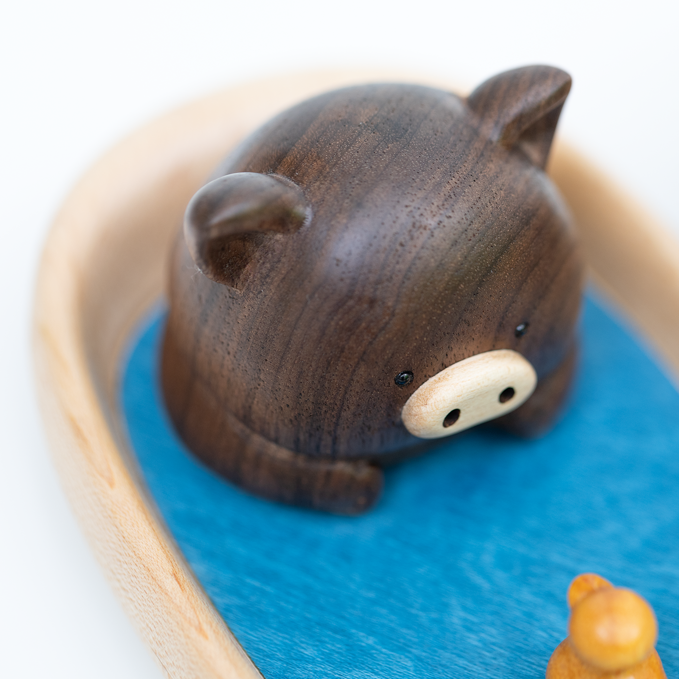 爱洗澡的猪牙签盒棉签盒牙线盒可爱卡通实木桌面收纳盒首饰盒刻字,淘宝优惠券,粉丝福利购,淘宝优惠卷