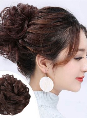新品丸子a头假发花苞头卷发皮筋发圈蓬松发包仿真发头顶盘发短发
