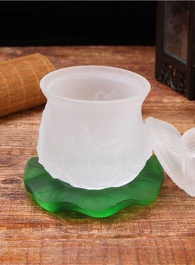 新品佛具用品大悲咒水杯r仿琉璃莲花供杯佛杯净水杯大悲咒杯圣水