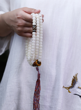 新品菩提子手串男女108颗项链白玉根原籽文玩蜜蜡民W族风天珠佛珠