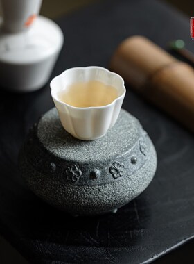 极速青石b壶承盖置底座茶宠可养石鼓茶道配件茶室桌面摆件花瓶陈