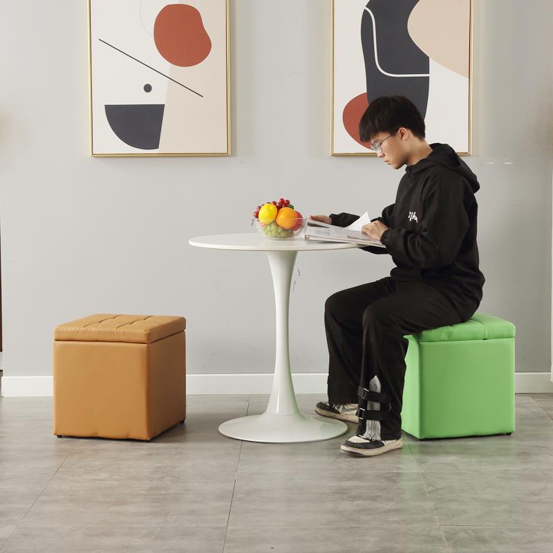 换鞋凳家用收纳储物凳子可坐门口穿鞋凳板凳皮墩试衣间小沙发凳子 - 图0