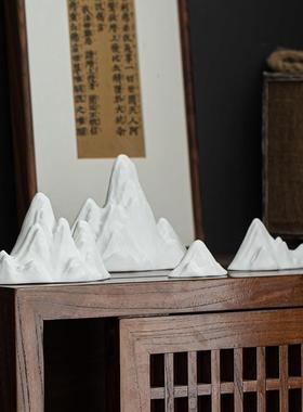 新中式禅意仿真迎客松陶瓷假山摆件客厅玄关茶室LED灯软装装饰品