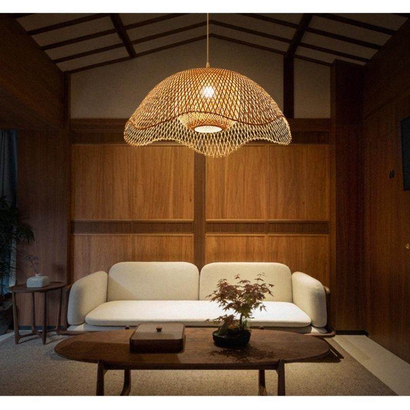 现代简约轻奢竹编成套灯具茶楼饭店客厅火锅店榻榻米异型荷花吊灯,淘宝优惠券,粉丝福利购,淘宝优惠卷