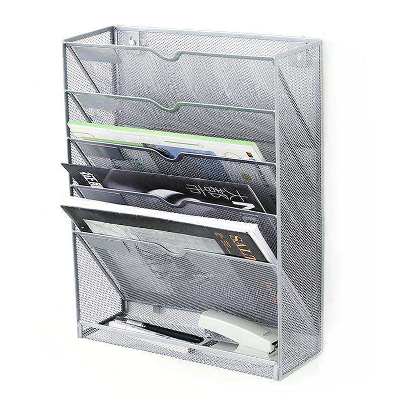 金属文件架五层壁挂式文件架挂墙式书架a4资料架铁艺桌面多层黑银,淘宝优惠券,粉丝福利购,淘宝优惠卷