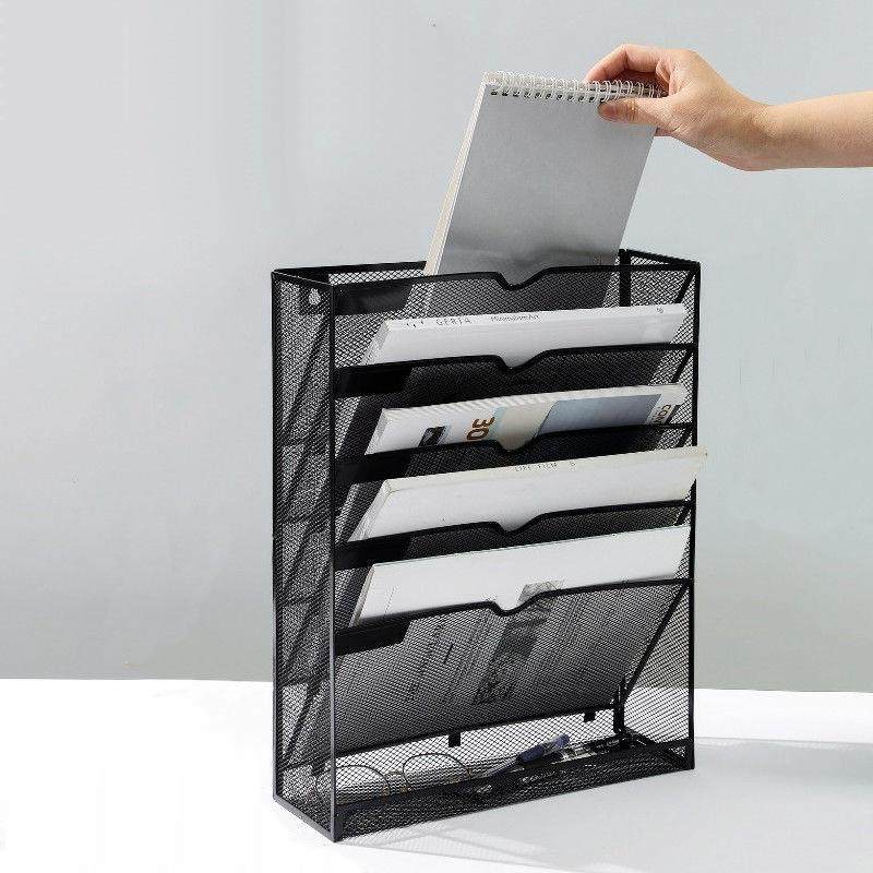 金属文件架五层壁挂式文件架挂墙式书架a4资料架铁艺桌面多层黑银,淘宝优惠券,粉丝福利购,淘宝优惠卷