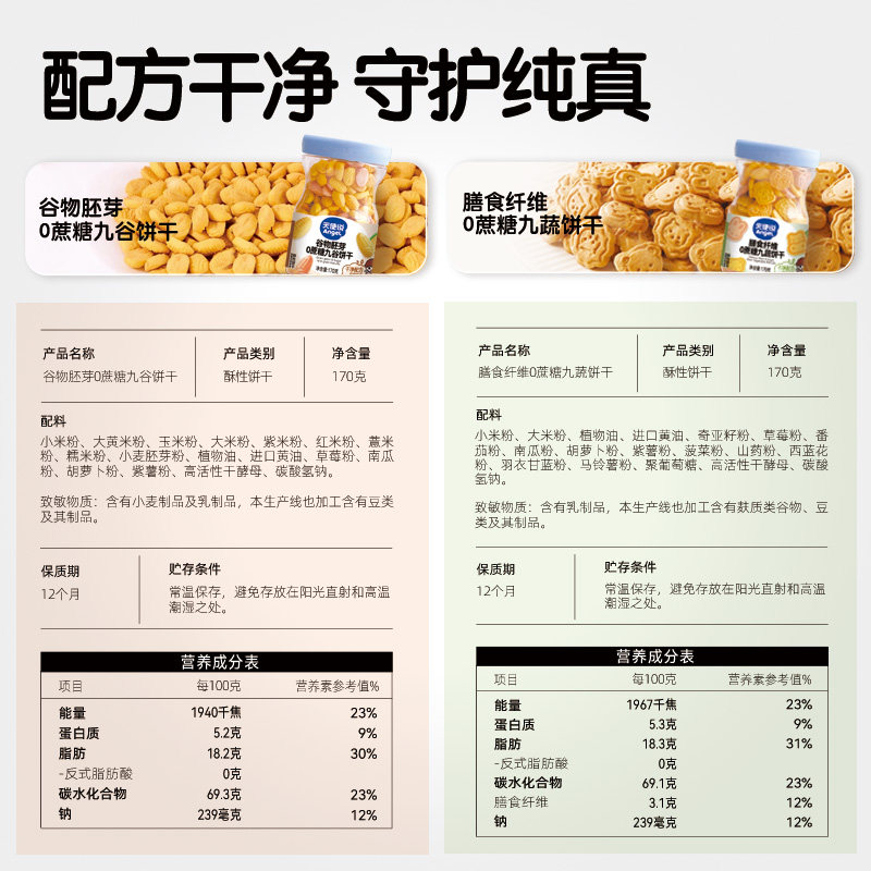 天使说儿童饼干九种蔬菜谷物无添加蔗糖零食送宝宝婴幼儿零辅食谱,淘宝优惠券,粉丝福利购,淘宝优惠卷
