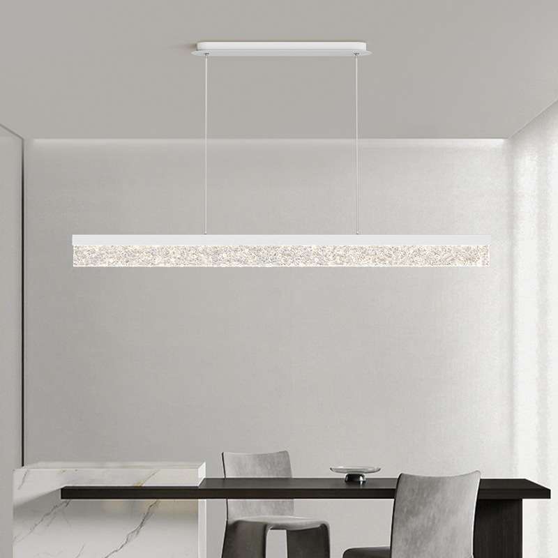 水波纹极简餐厅吊灯现代简约吧台创意餐桌饭厅全光谱一字长条灯 - 图1