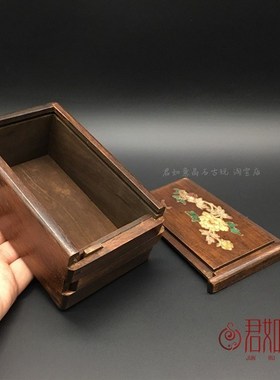 极速仿老镶嵌蝶i恋花花带机关首饰盒木盒小盒子仿古木雕储物收纳