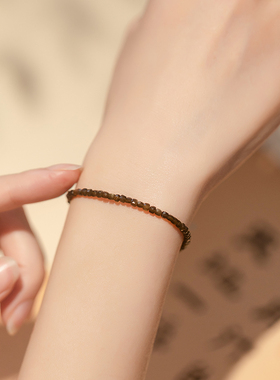 极速招财极细2mm金曜石手链女14k好F运珠超细秋设计感小众ins学生