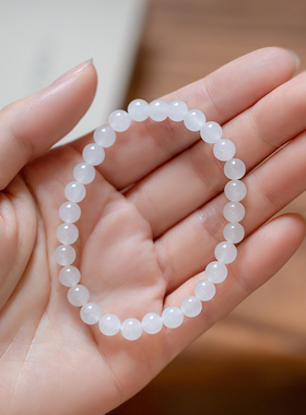 极速网红新品天然和田玉青白玉渐变手串晴水湖P水绿DIY女复古风