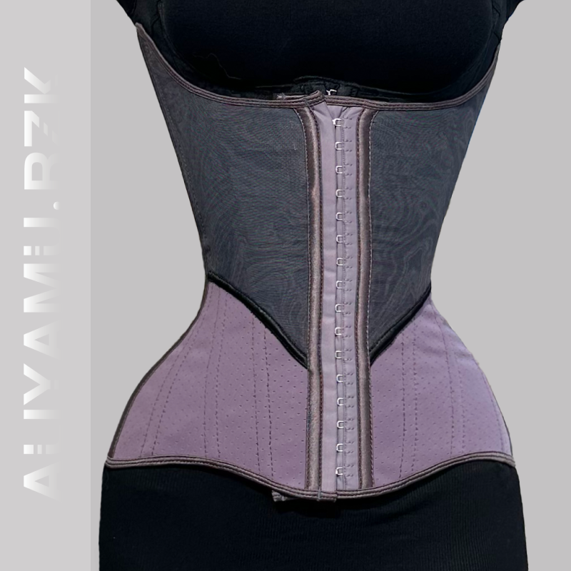 阿俪雅木ALY升级版紫藤网纱拼色透气清凉塑形护腰束腰 - 图1