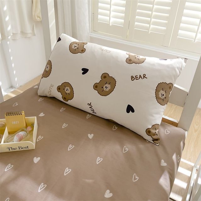 College student dormitory three-piece h-set bedding full cotton single bed printed quilt cover bed single pure cotton quilt up and down