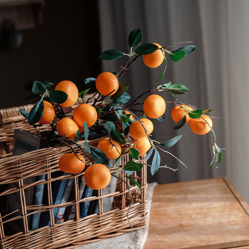 大吉大利仿真橘子树枝插花摆件假花桔子装饰客厅餐桌新年花艺摆设,淘宝优惠券,粉丝福利购,淘宝优惠卷