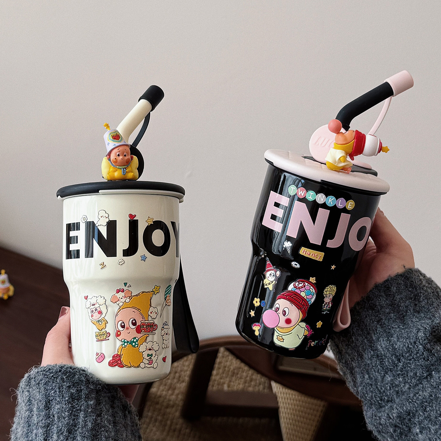 星星人吸管保温杯女生高颜值水杯便携生日礼物办公室上学咖啡杯子,淘宝优惠券,粉丝福利购,淘宝优惠卷