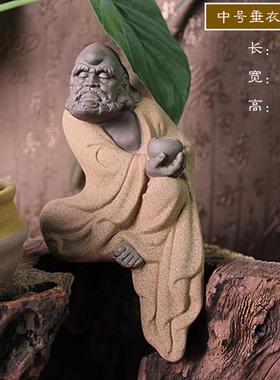 礼品陶瓷创意彩砂达摩祖师摆件禅意中式家居纯手工人物雕像装饰品