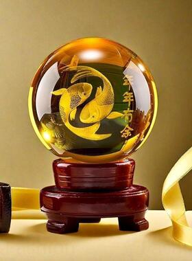 透明水晶球佛像摆件3D内雕佛公
