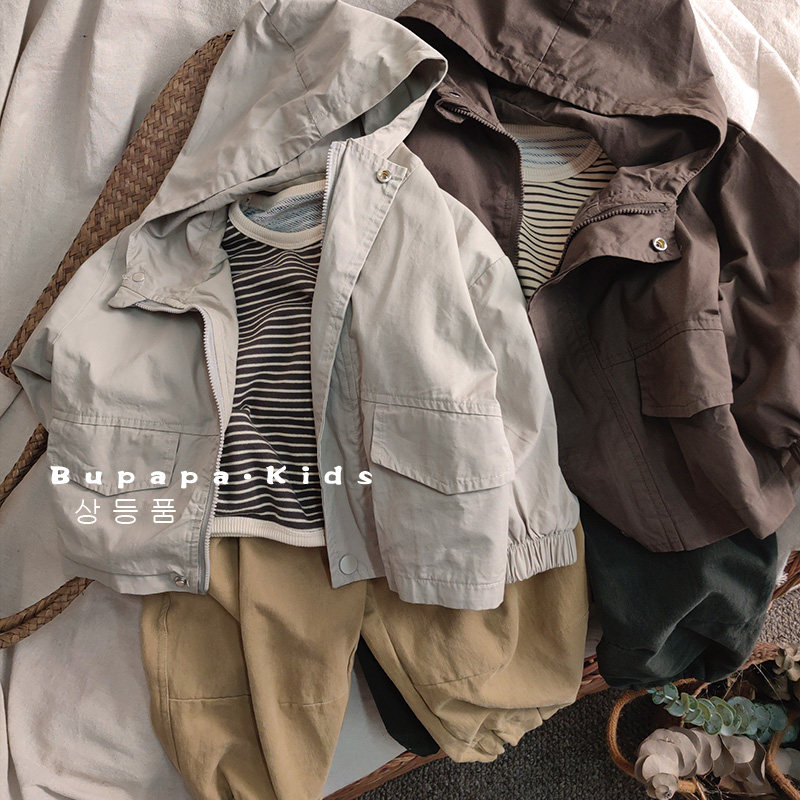 森系全棉风衣儿童透气冲锋衣男女宝宝春秋L季连帽工装外套洋派外,淘宝优惠券,粉丝福利购,淘宝优惠卷