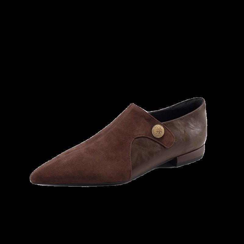 法式复古平底深口单鞋女2024春季新款低跟尖头R拼接气质磨砂皮女,淘宝优惠券,粉丝福利购,淘宝优惠卷