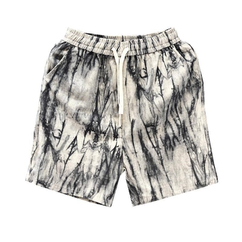 设计感条绒薄款短裤男潮牌休闲五分裤2025夏季男士运动扎染短裤,淘宝优惠券,粉丝福利购,淘宝优惠卷