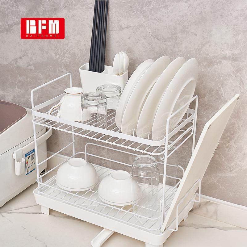 BFM 1991双层沥水架厨房水槽台面放碗盘碗筷碗碟架带排水管收纳架,淘宝优惠券,粉丝福利购,淘宝优惠卷