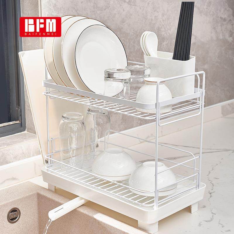 BFM 1991双层沥水架厨房水槽台面放碗盘碗筷碗碟架带排水管收纳架,淘宝优惠券,粉丝福利购,淘宝优惠卷