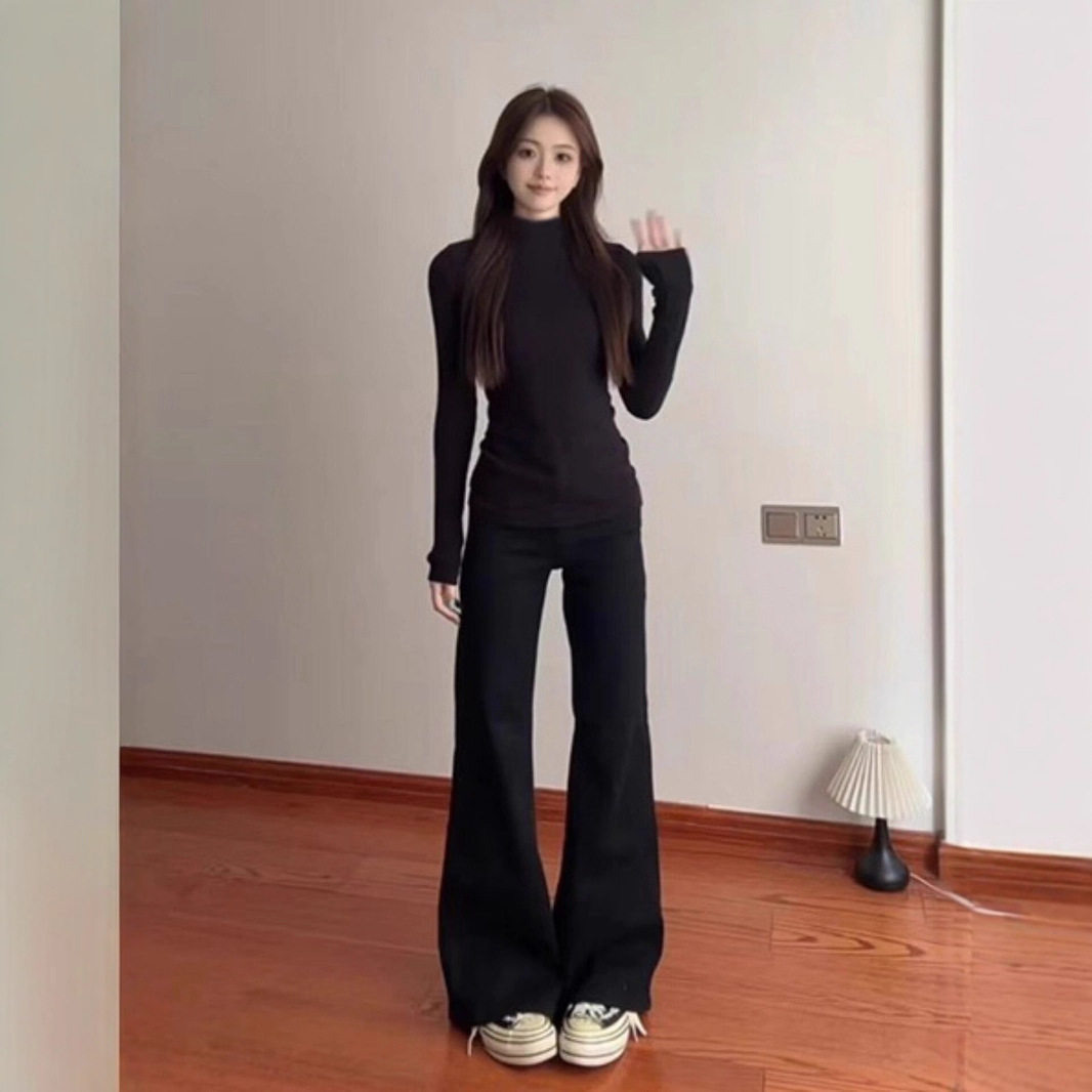 黑色半高领打底衫女秋冬保暖内搭长袖恤修身显瘦百搭基础款上衣,淘宝优惠券,粉丝福利购,淘宝优惠卷