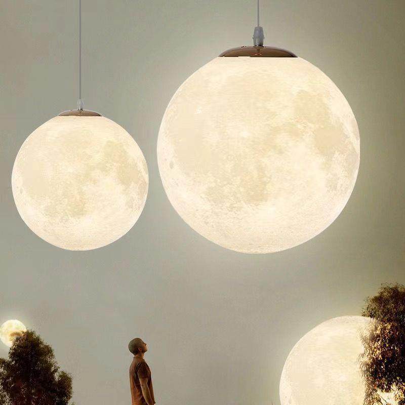 月球吊灯创意餐厅卧室圆形星球灯网红服装店铺商场餐饮店吧台灯具,淘宝优惠券,粉丝福利购,淘宝优惠卷